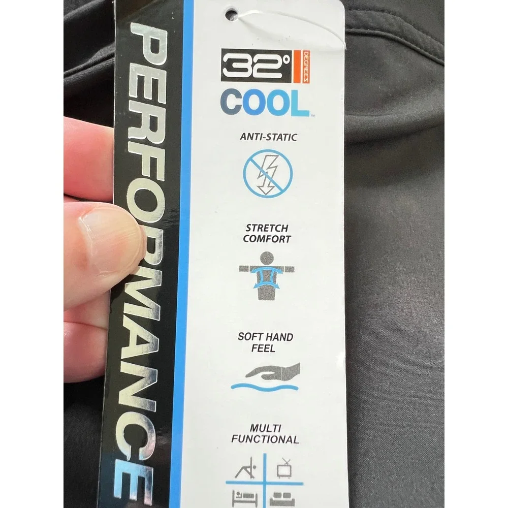 NEW 32 Degrees Cool Mens 42 Stretch Performance Shorts Black 9 Inch Inseam